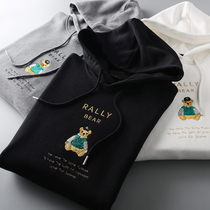 Thickened brushed Japanese good fabric fine embroidery men and women can wear autumn and winter new hooded sweater jacket tide