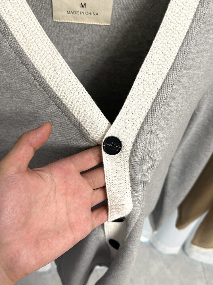 Трансграничная торговля, элитный трикотажный демисезонный шерстяной кардиган, свитер, V-образный вырез h 