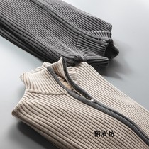 Vintage old three-dimensional line sense foreign trade mens clothing factory cut label tail goods knitted cardigan sweater jacket top