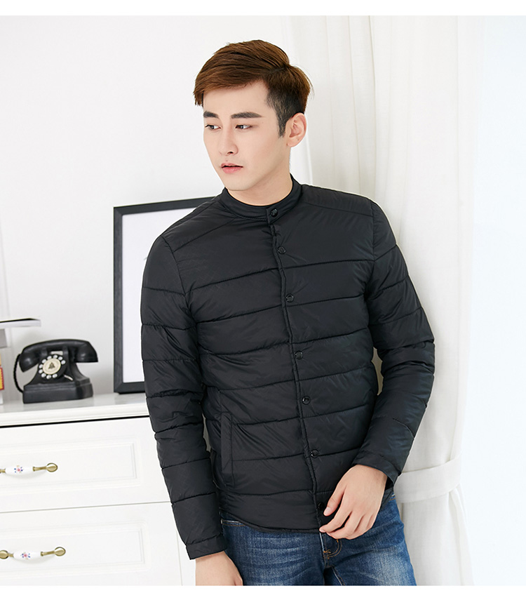 Mùa thu và mùa đông nam đứng cổ áo bông đơn mặc ngắn tay dài ấm áp nhỏ áo khoác cotton giữa và áo khoác cotton cũ tuổi áo bomber nam