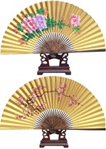 Xianbao drama uses all brown high - imitation gold - brush gold - gold gold - gold fan China wind gold fan folding fan