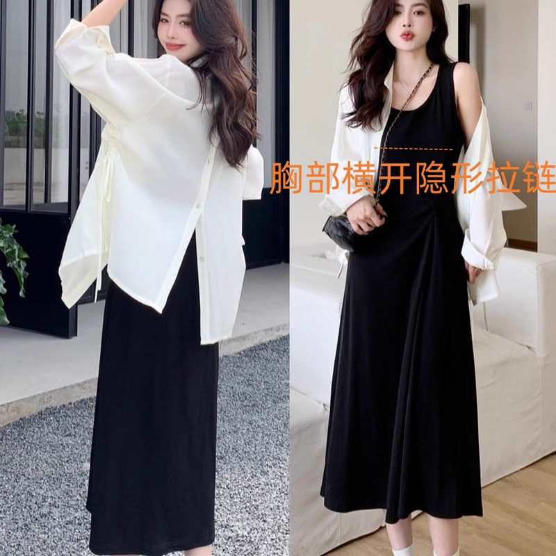 Breastfeeding Dress for Going Out, Spring and Summer, Trendy Mom Style, Plus Size Two-Piece Set, 2025 New Style, Tank Dress, Long Nursing Dress Breastfeeding Dress for Going Out, Spring and Summer, Trendy Mom Style, Plus Size Two-Piece Set, 2025 New Style, Tank Dress, Long Nursing Dress