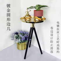 Cozyhome Comfort Three Feet Small Round Table Golden Tea Table Creative Stainless Steel Bedside Living Room Small Round Table Finishing Rack