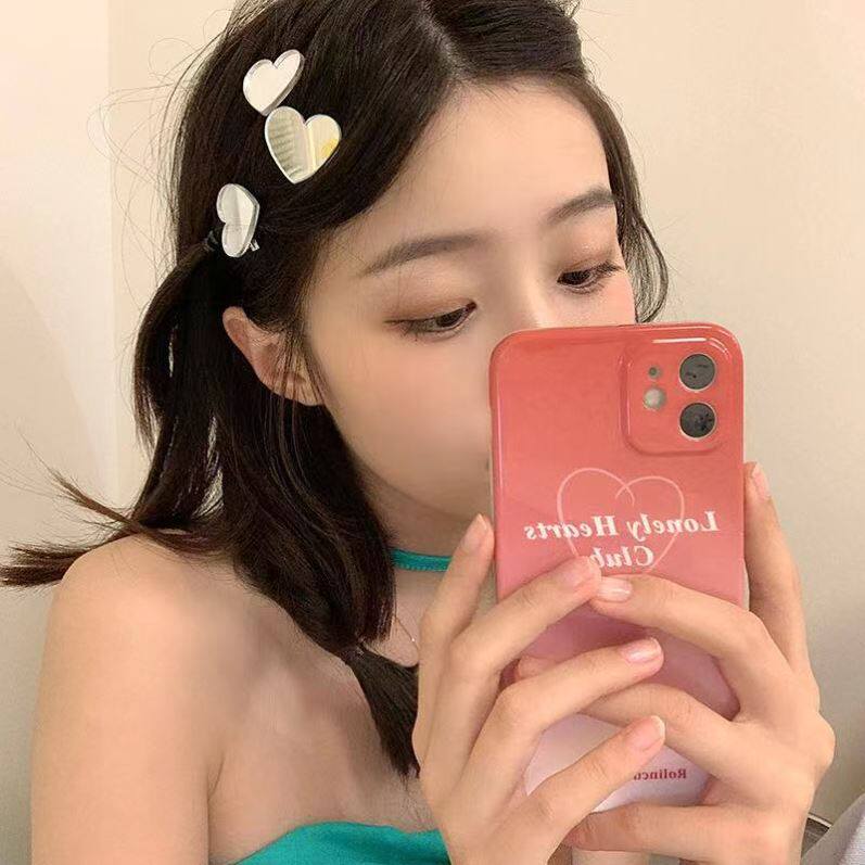 Love mirror small clip diy mirror flower mirror small flower hairpin can clip mirror side hairpin