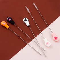 Straw brush Silicone handle Straw cup brush Clean water cup brush Thick and thin long soft hair brush set lengthened