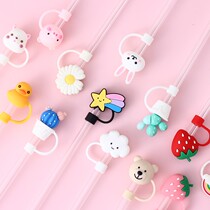 Glass Straw Dust Sucker Cap Mesh Red Cute Teenage Girl Silicone Food Grade Straw Protection Dust Cap Gift