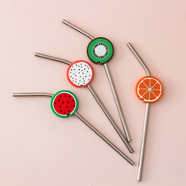 Straw cover net red fruit girl glass straw cover decorative silicone cover sealed anti-scalding cover gift giveaway