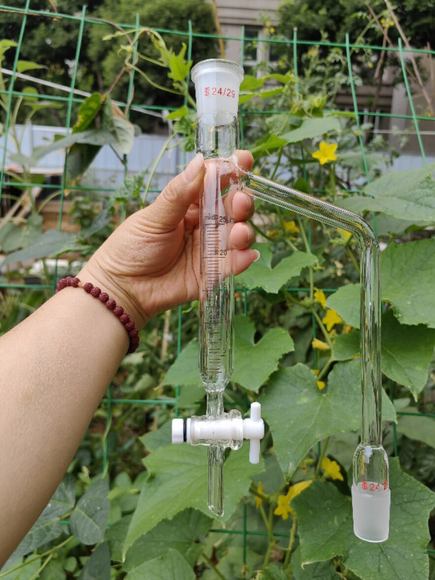 四氟活塞刻度分水器10ml油水分离器四氟节门水分测定器25ml分水器