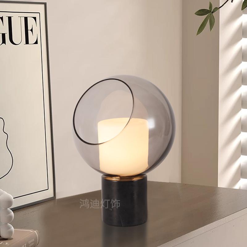 Nordic Post-Modern Minimalist Table Lamp for Living Room, Bedroom, Bedside, Desk, Personalized Creative Fashion Marble Glass Table Lamp
