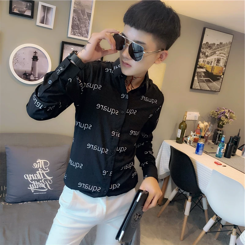 Трендовая длинный рукав, рубашка, румяна на лице, футболка, интернет-знаменитость, slim fit