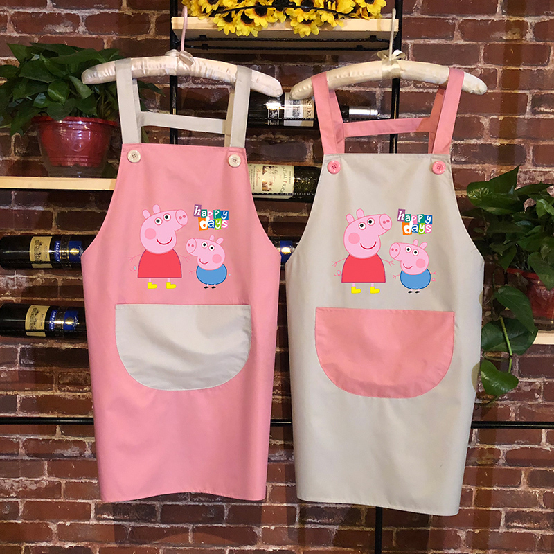 Piggy Perky Korean Version Fashion Waterproof Oil Proof Kitchen Apron Women Adults Long Sleeve Hood Clothes Workwear Custom Logo