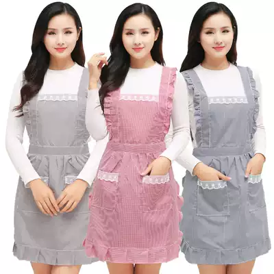 Korean version of the fashion double-layer waterproof and oil-proof custom apron kitchen cooking cute waist coveralls household women's work clothes