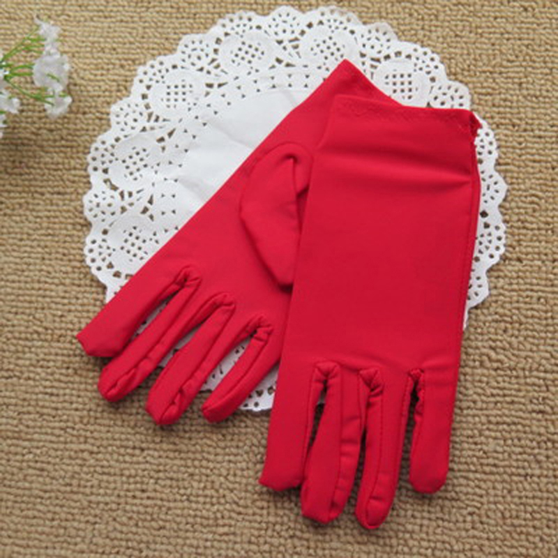 Wedding Celebration Red Gloves Bridal Red Fabric Breathable Gauze Gloves Home Goods Lady Sunscreen Short Gift Instrument