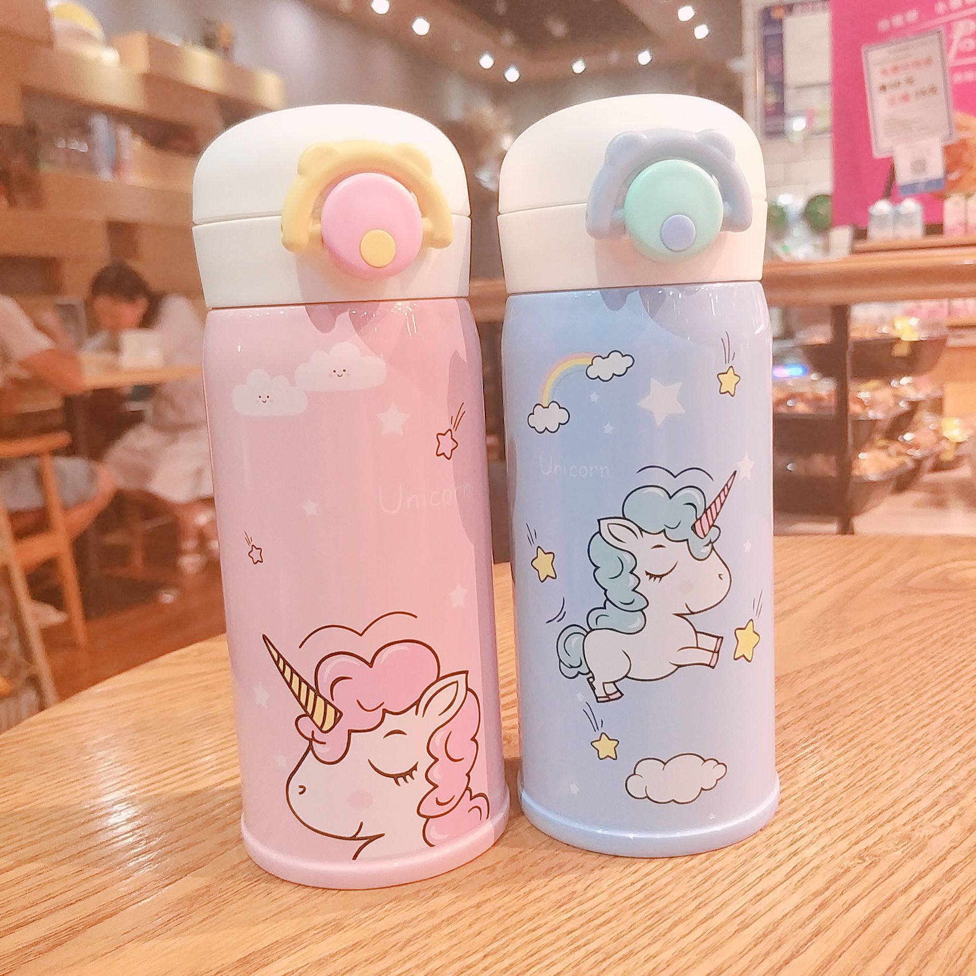 Cô gái mới rung rung hồng kỳ lân cốc sinh viên dễ thương cốc cầm tay cầm tay chống rò rỉ - Tách cốc uống nước