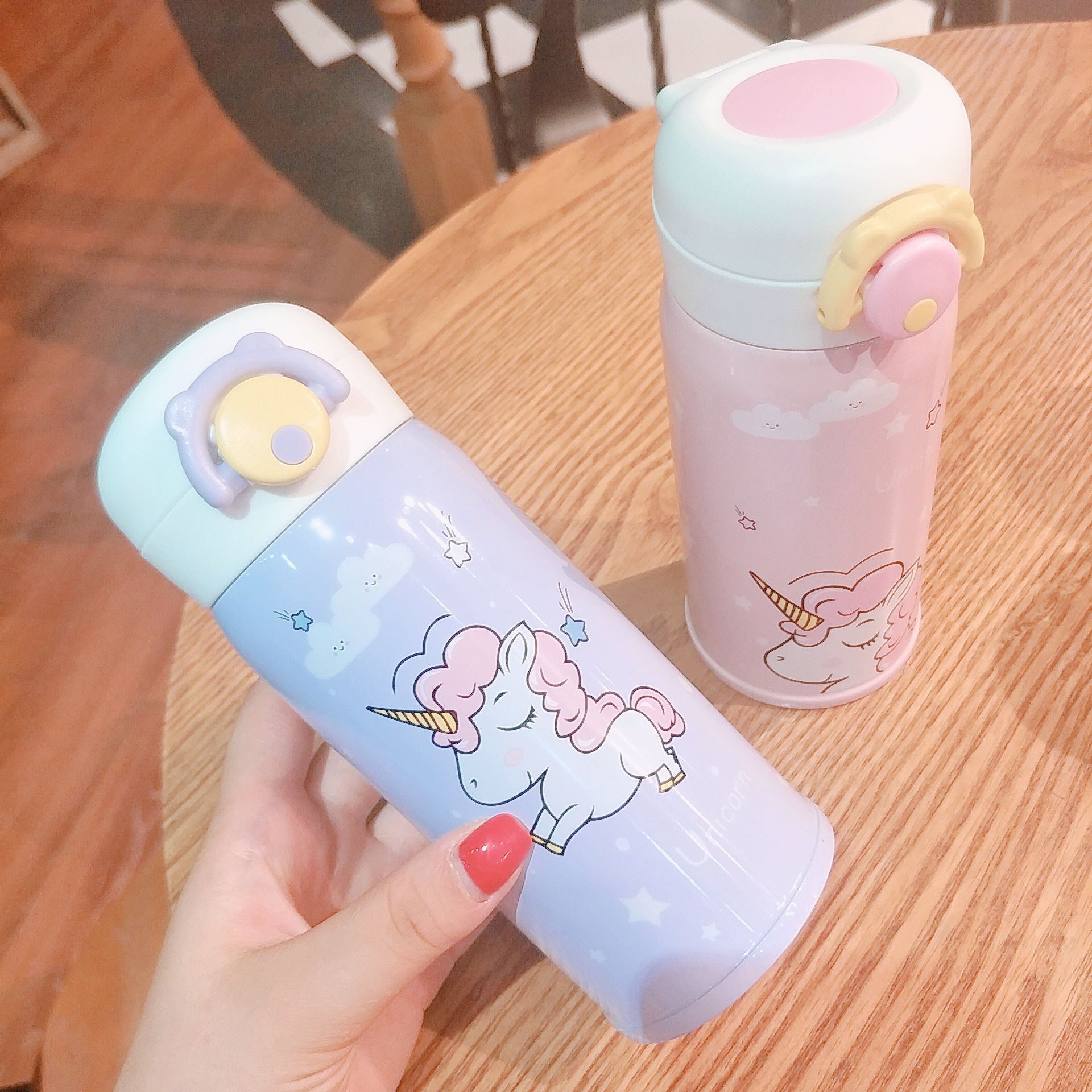 Cô gái mới rung rung hồng kỳ lân cốc sinh viên dễ thương cốc cầm tay cầm tay chống rò rỉ - Tách cốc uống nước