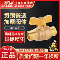 Ningbo Jack Long brass double outer silk gas ball valve R64002 thickened natural gas gas valve 4 points DN15