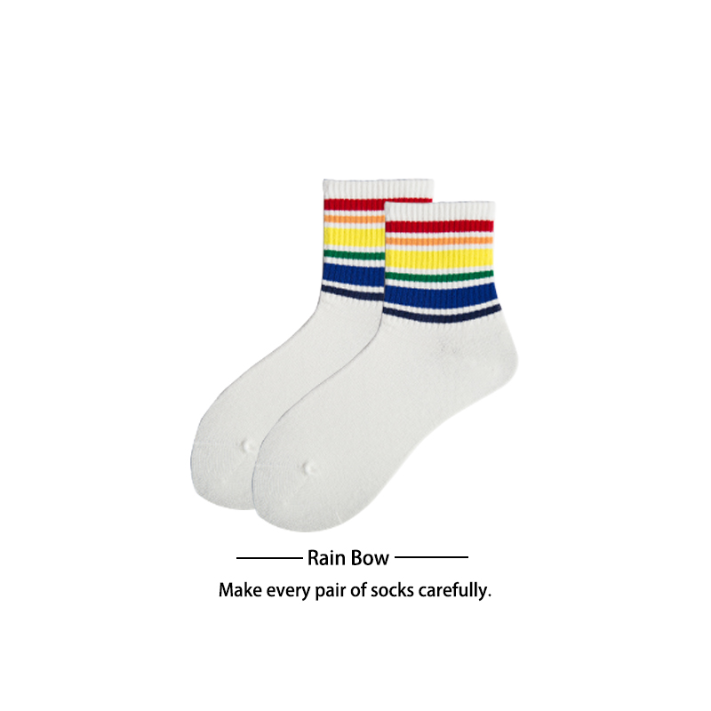 Vớ lưới màu đỏ vớ nữ cotton cầu vồng hoang dã vớ đại học gió thể thao nữ vớ vớ đường phố vớ nữ cổ ngắn