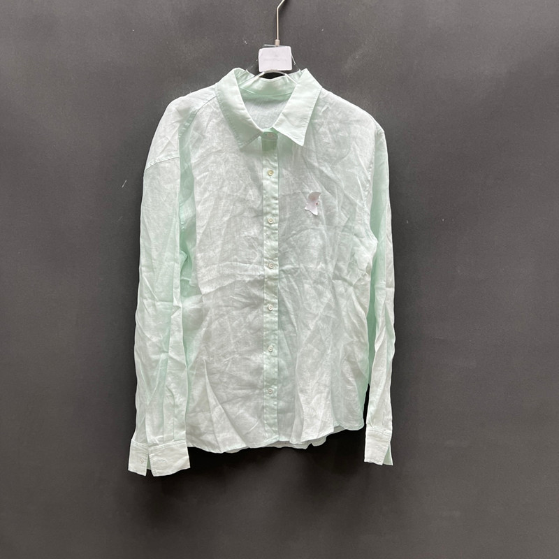 European Station 2026 Spring New Linen Style Lapel Long Sleeve Shirt for Women, Loose Fit Versatile Casual Top in Green European Station 2026 Spring New Linen Style Lapel Long Sleeve Shirt for Women, Loose Fit Versatile Casual Top in Green
