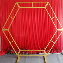 New wedding props hexagonal arch wedding Qingqing diamond iron arch frame stage decoration fittings background rack