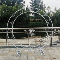 The first new wedding wrought iron arch props ring double pole flower door shelf wedding outdoor stage background decoration