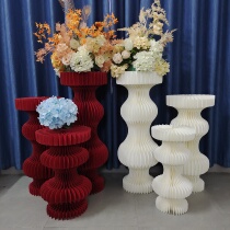 Wedding folding dessert table decoration Roman column road lead curve deformation folding column wedding window origami decoration props