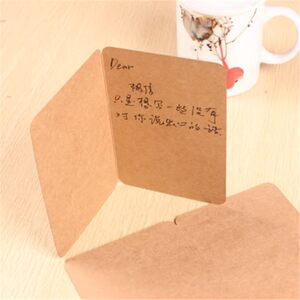 50 Sheets of Kraft Paper, 2-Page Folded Greeting Cards, Blank Cards, Handwritten DIY Word Creative Commemorative Greeting Cards