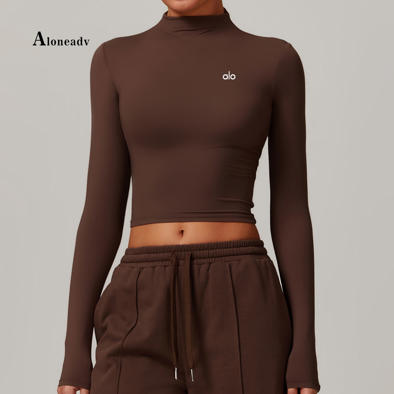 Aloneadv European and American Style Yoga Wear Fitness Long-Sleeve Women's Running Breathable Versatile T-Shirt Tight Top