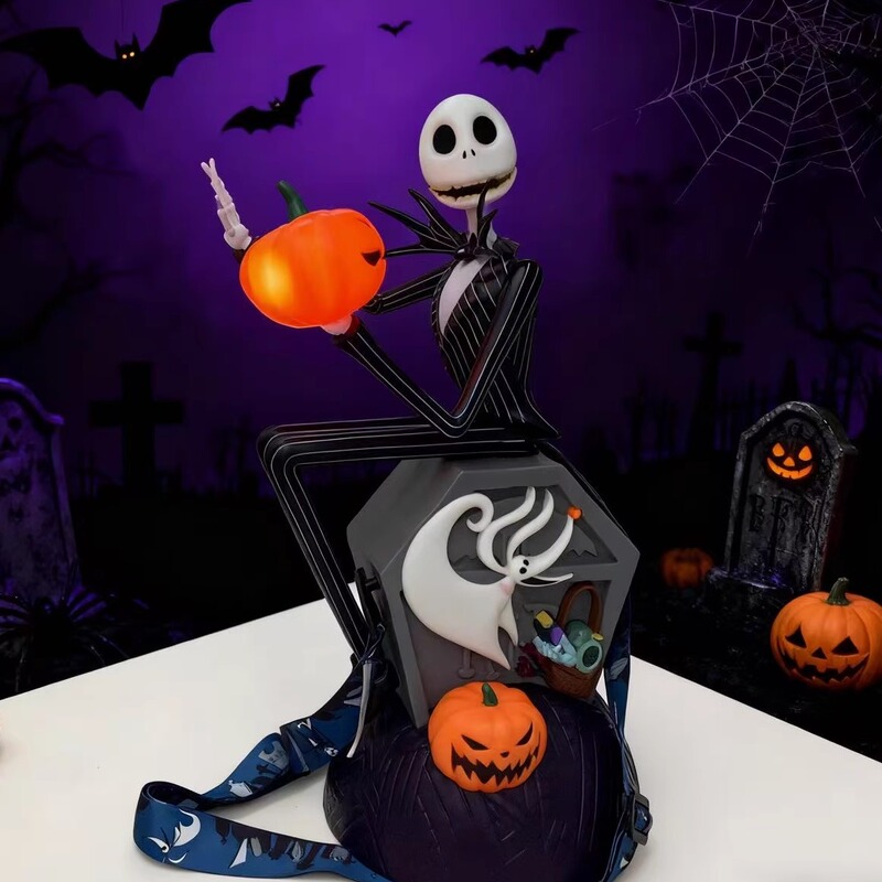 Genuine Loose Goods Movable Skeleton Jack Hong Kong Christmas Horror Night Popcorn Bucket with Glow-In-The-Dark Feature, Can Be Used as a Display Piece