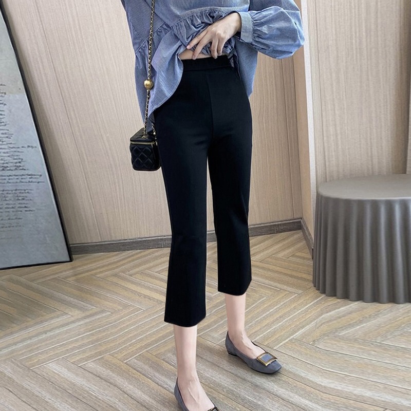 Women's Summer Thin Cropped Pants 2026 New Style, Stretchy Cotton, Slimming, High-Waisted, Drapey, Straight-Leg, Nine-Point Casual Women's Pants