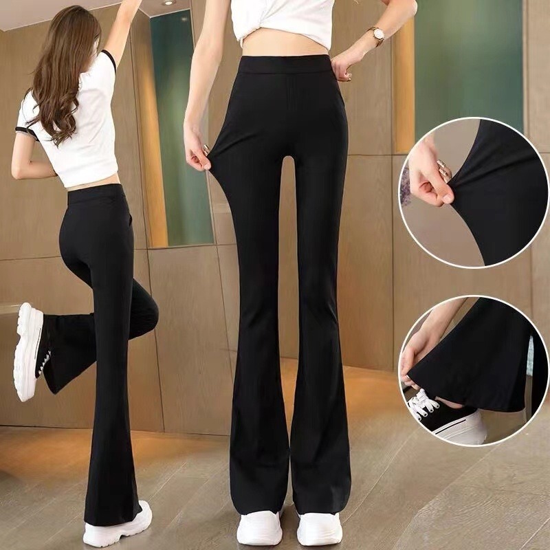 2026 Summer Thin Flared Casual Pants for Women High Waist Slim Fit Stretchy Slimming Bell Bottoms Versatile Draped Long Pants