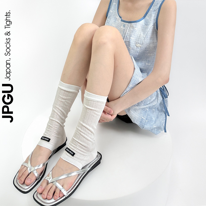 Japanese Jpgu Summer Thin Half-Socks for Women, Miu-Style Fabric Label Footless Socks, Ballet Style, Simple and Versatile Leg Warmers