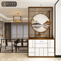 New Chinese screen living room bedroom study Hotel small apartment modern office hollow solid wood closed door partition