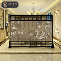 Fumu seat screen living room screen simple modern flowers and birds porch Tea Room Hotel new Chinese solid wood partition