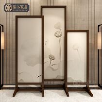 New Chinese solid wood screen decoration partition living room simple modern hotel mobile entrance study bedroom seat screen