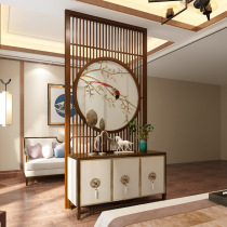 New Chinese porch cabinet screen partition solid wood living room simple modern entry hall hollow partition wall cabinet customization