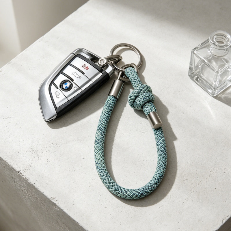 Anti-Lost Wrist Car Keychain Gadget Set, Long Woven Key Lanyard, Portable Car and Home Key Ring