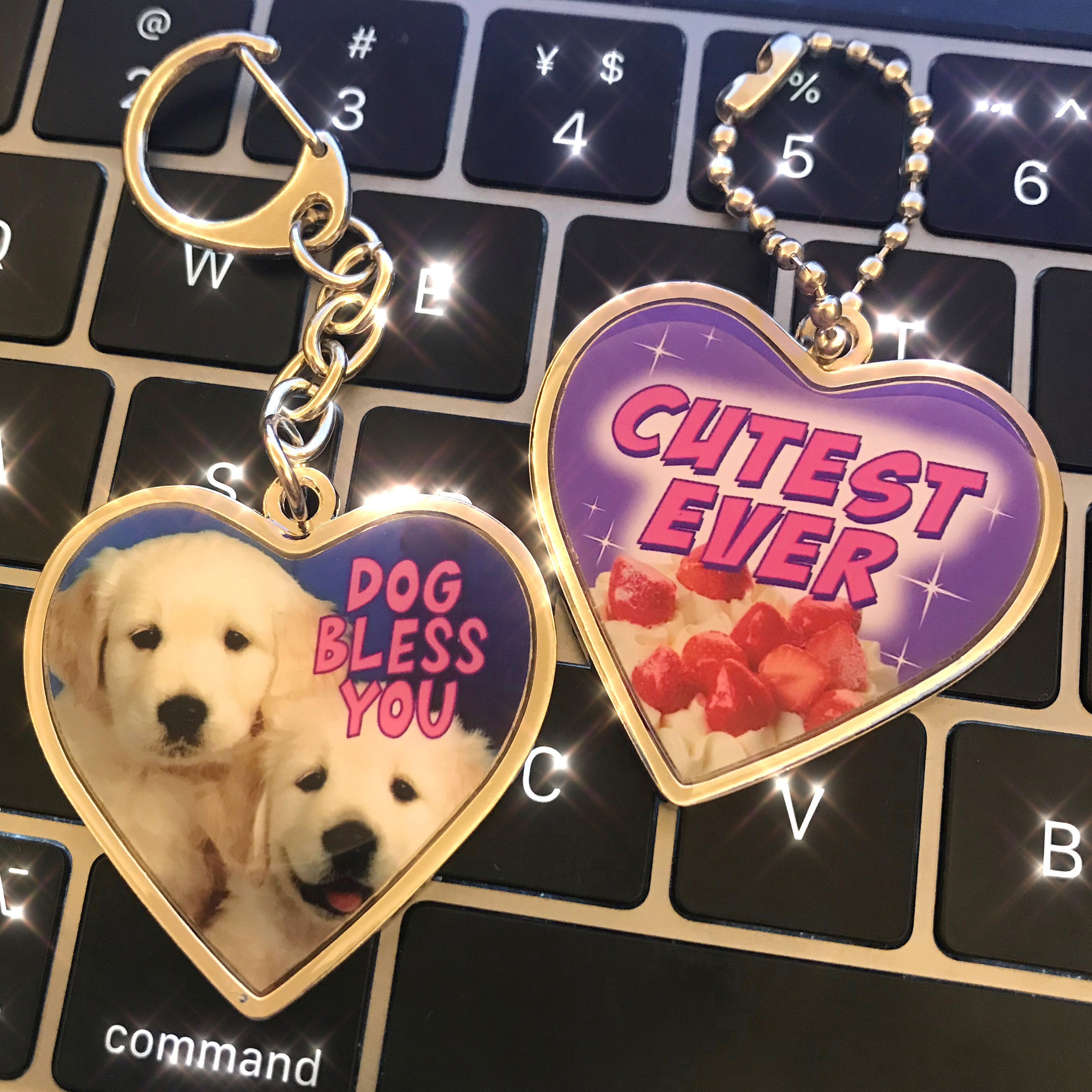 Rubbie Exclusive Metal Key Buckle Heart-shaped American Retro Pendant Bag Accessories Adorable Puppy Cake