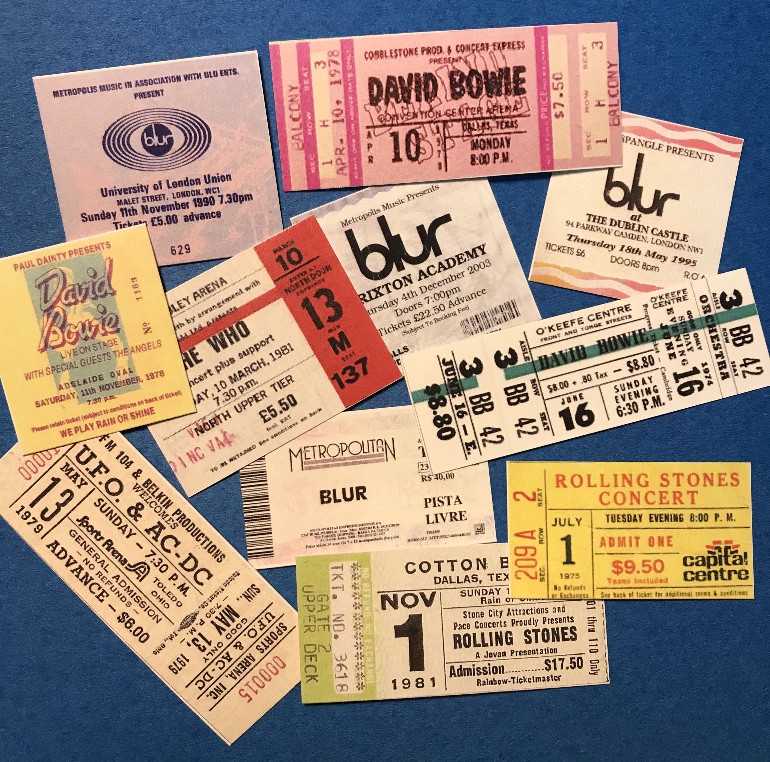 Concert ticket stub card rock band oasis blur Bowie beatles phone case