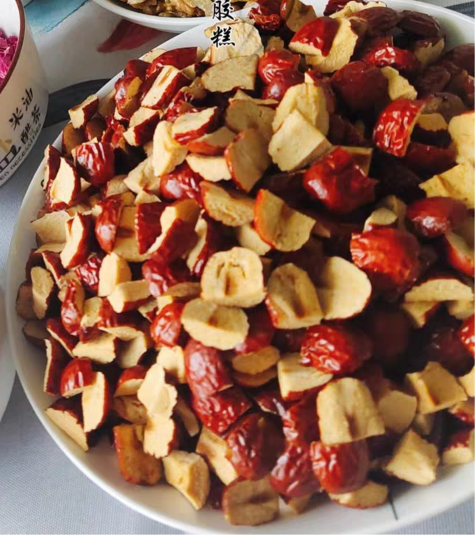 Soft red date sheet New date Xinjiang Joao Qiang Go to nuclear shredded red date Ding Zaozao Dried Non-nuclear Donkey Hide and Hide Gelatin Cream 500 gr