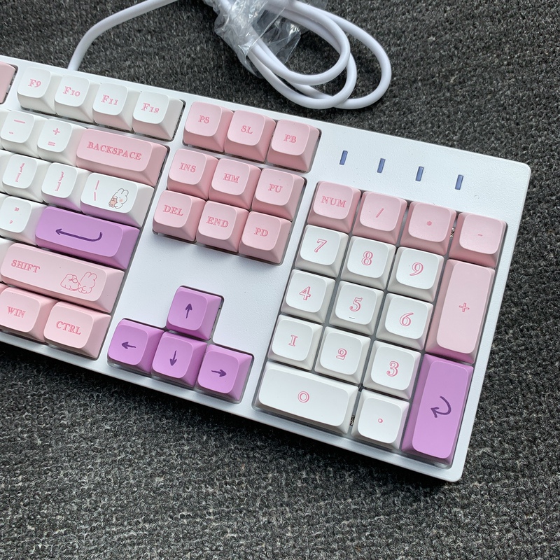 Girls' Puff Mechanical Keyboard White Pink Purple Office Gaming Typing Red Switch Silent Dormitory Quiet 87 Blue Switch 104