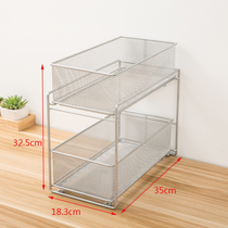 Iron Art Double Deck Drawer Kitchenette Shelf Bathroom Shelving Cupboard Basket Home Fridge Stratix