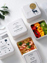 Double-layer white lunch box with tableware Lunch box for microwave oven student adult plastic INS bento box