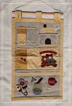 Creative good life foreign trade export cute mother and son bear plaid multi-function fabric storage hanging bag GA20