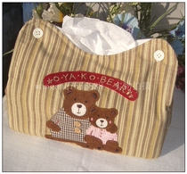 Anan fabric art new quilted Han Han mother and son bear sitting large cloth tissue box set removable tissue 03