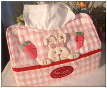 Pink cute quilted radish rabbit sitting fabric tissue set paper box paper set 01