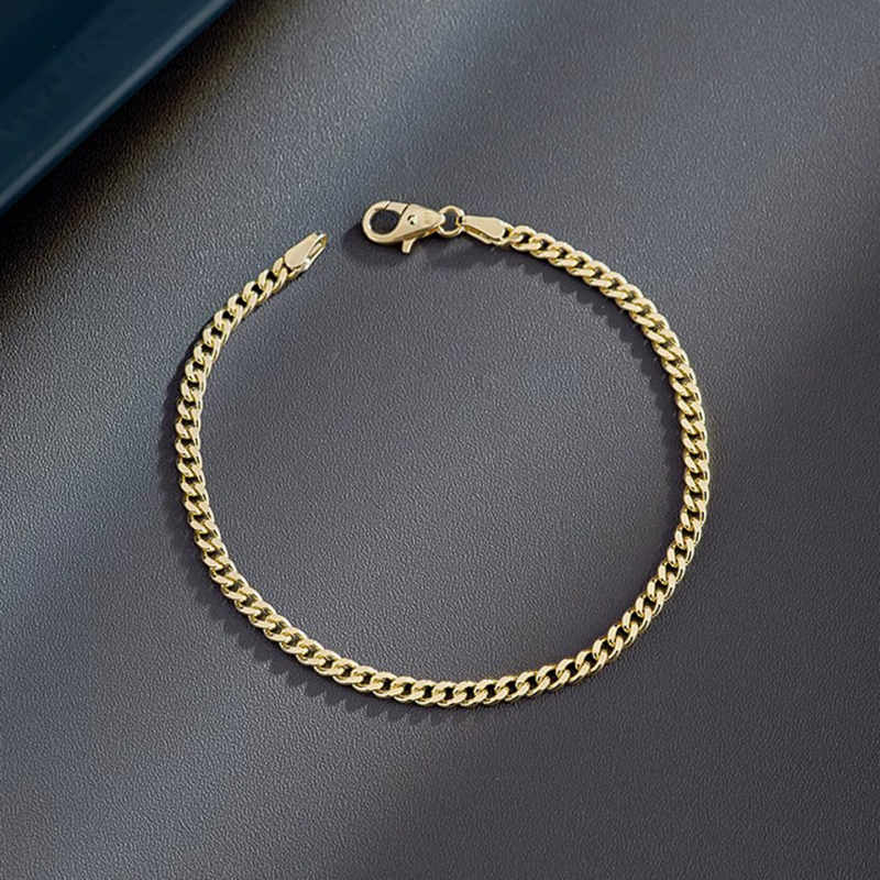 Love Is Created Pure 14K18K Gold Men's and Women's Bracelet Solid Cuban Chain Cuba Chain 494