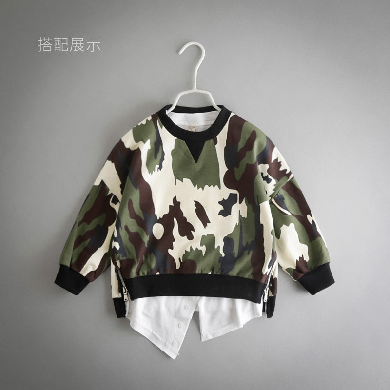 Boys camouflage sweater spring new trendy children's clothing Korean version baby children's spring and autumn pullover long-sleeved casual top