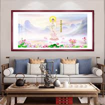 Nan no Guanyin Bodhisattva Buddhist study solid wood framed living room decoration painting Zhaicai town house mural painting Chinese hanging painting