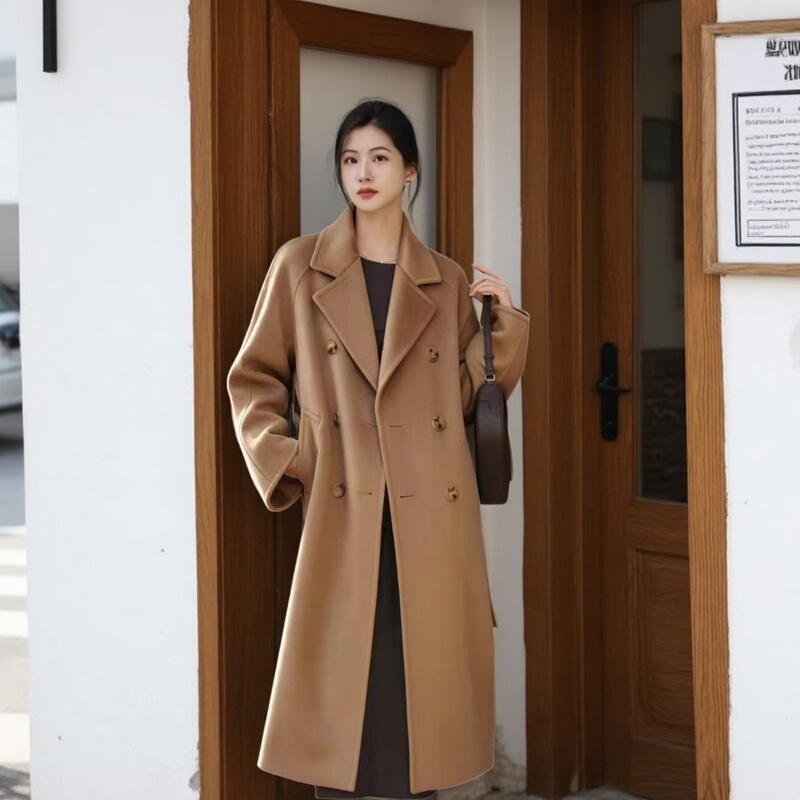 2026 Autumn and Winter New High-End Mid-Length Double-Sided Woolen Coat for Women, Korean Classic Style Woolen Coat 2026 Autumn and Winter New High-End Mid-Length Double-Sided Woolen Coat for Women, Korean Classic Style Woolen Coat