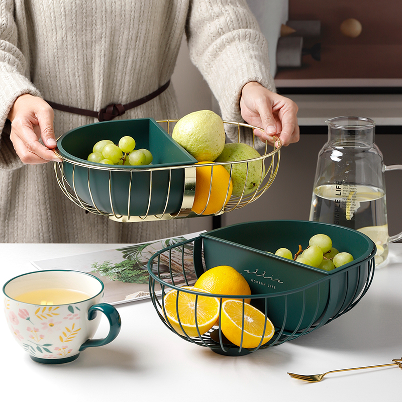 Bear Valley Group Home Iron Art Water Fruit Basket Nordic Net Red Fruit Pan Separating Leachate Living Room Modern Snack Containing Basket-Taobao
